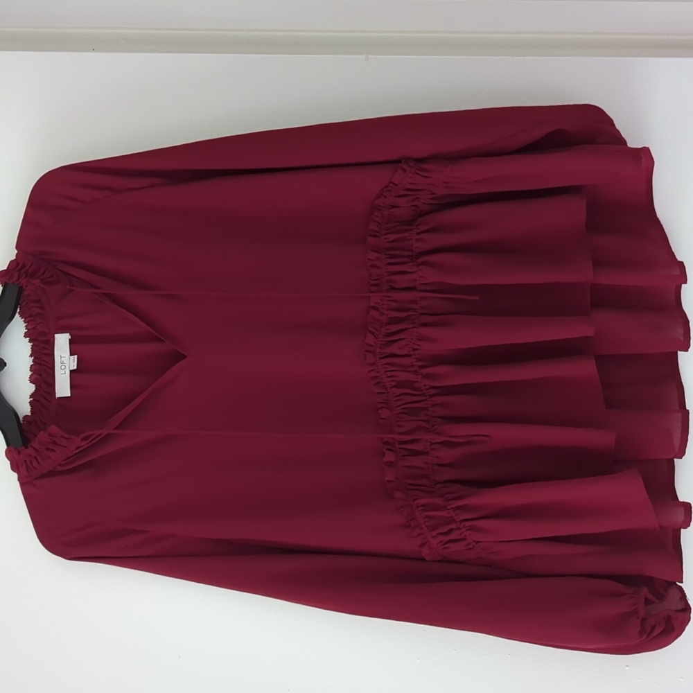Loft Size M Medium Cranberry Wine Blouse
